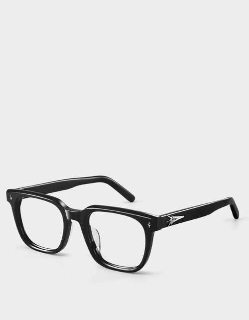 Black acetate retro soft-square full-rim glasses, original 45-degree product detail