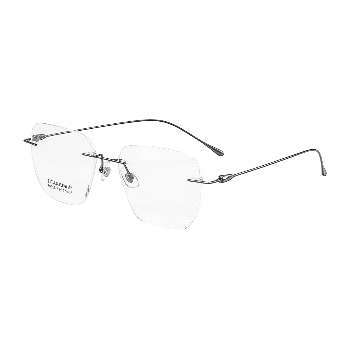 Gunmetal unisex pure titanium geometric rimless eyeglass frames, product views