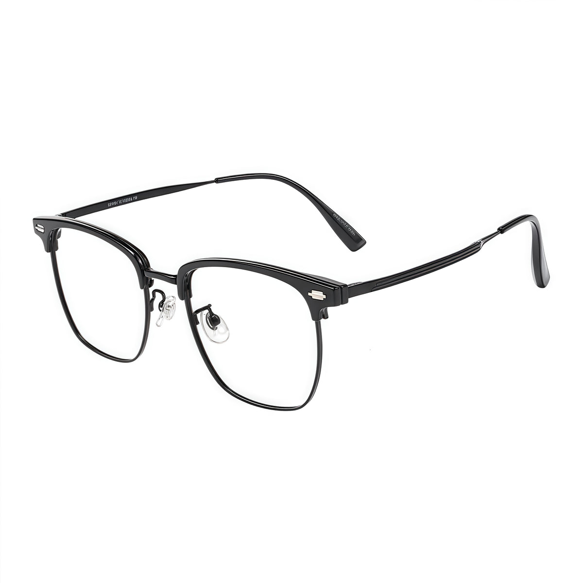 Black TR brow semi-rimless glasses, 45-degree product view