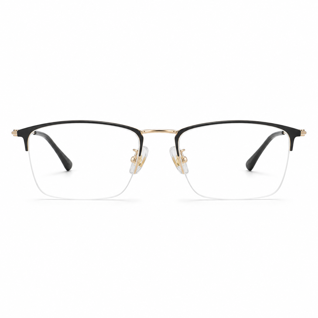 Black/Gold eyeglass frame, front product view