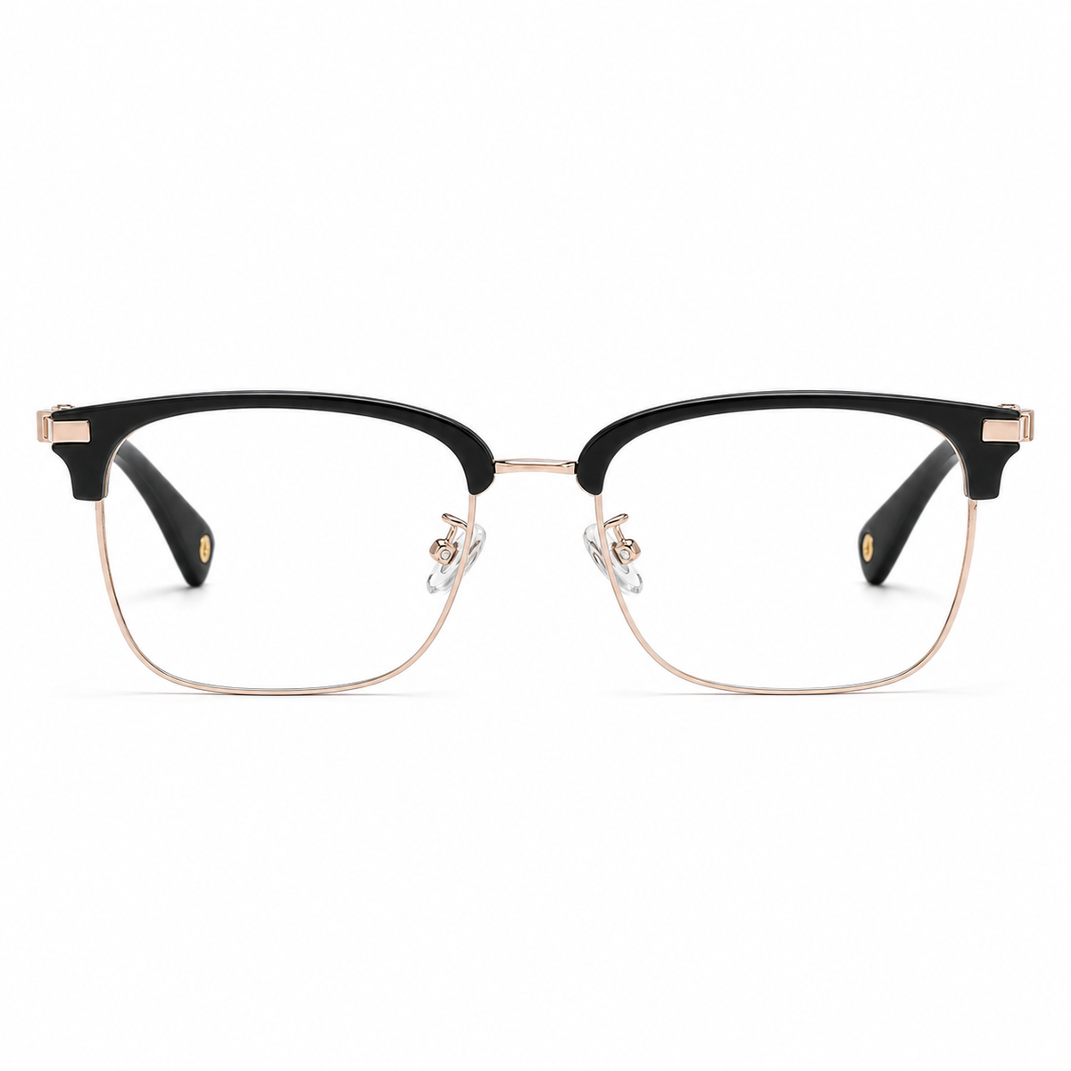 Black/Rose Gold eyeglass frame, front product view