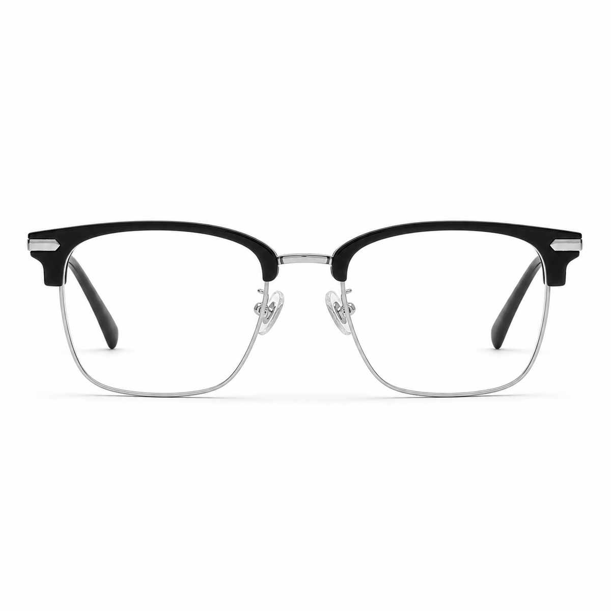 Black/Silver eyeglass frame, front product view