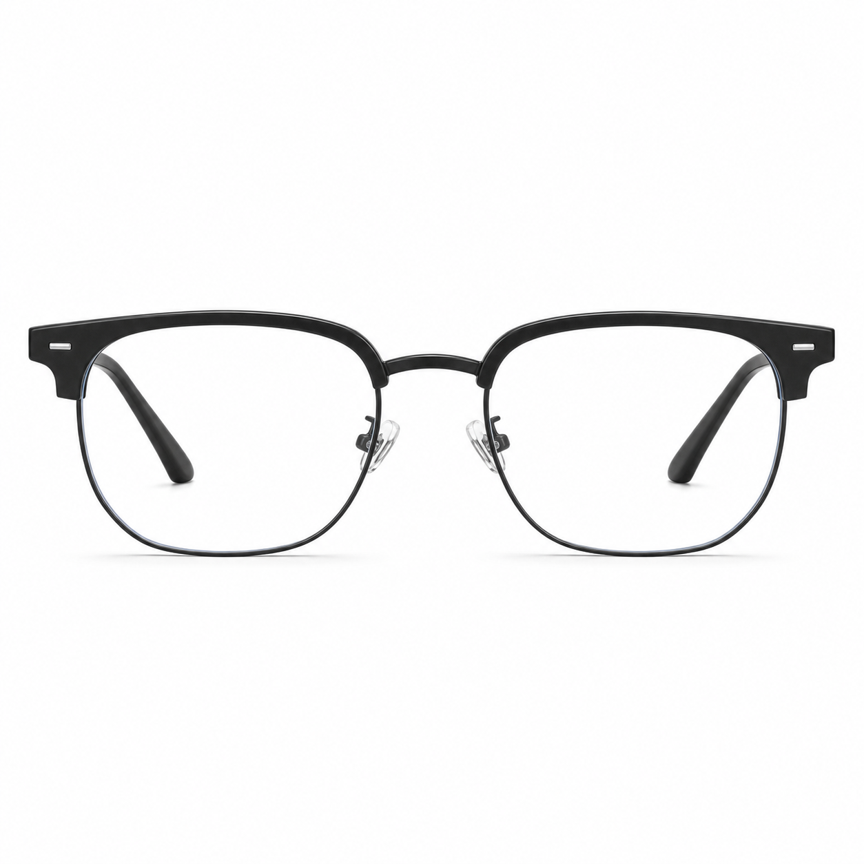 Black eyeglass frame, front product view