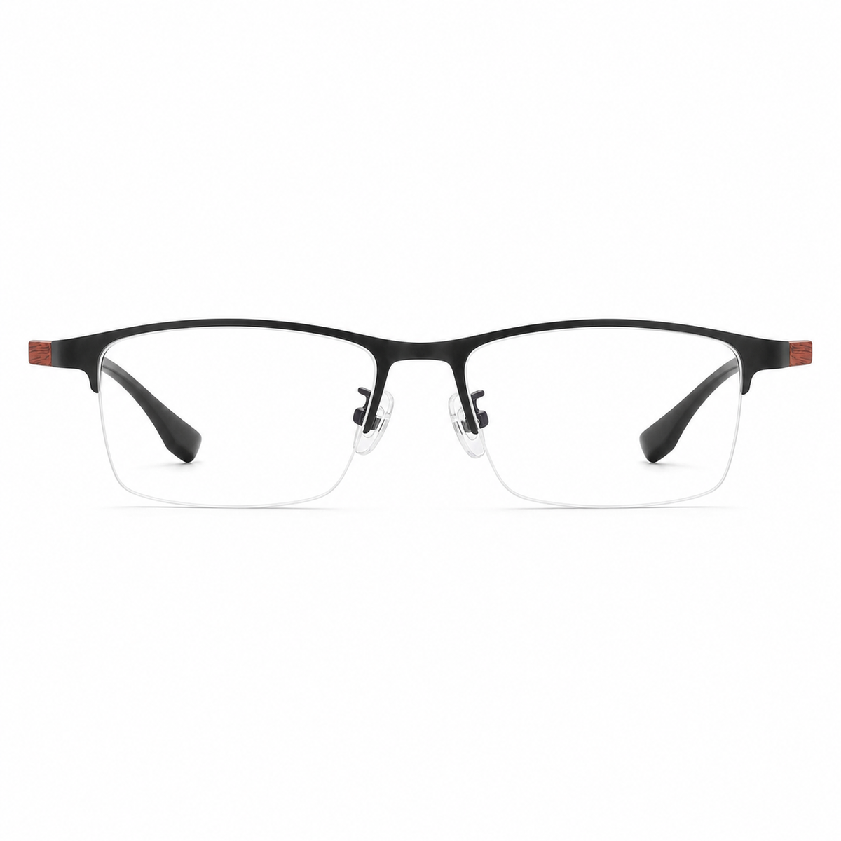 Black eyeglass frame, front product view
