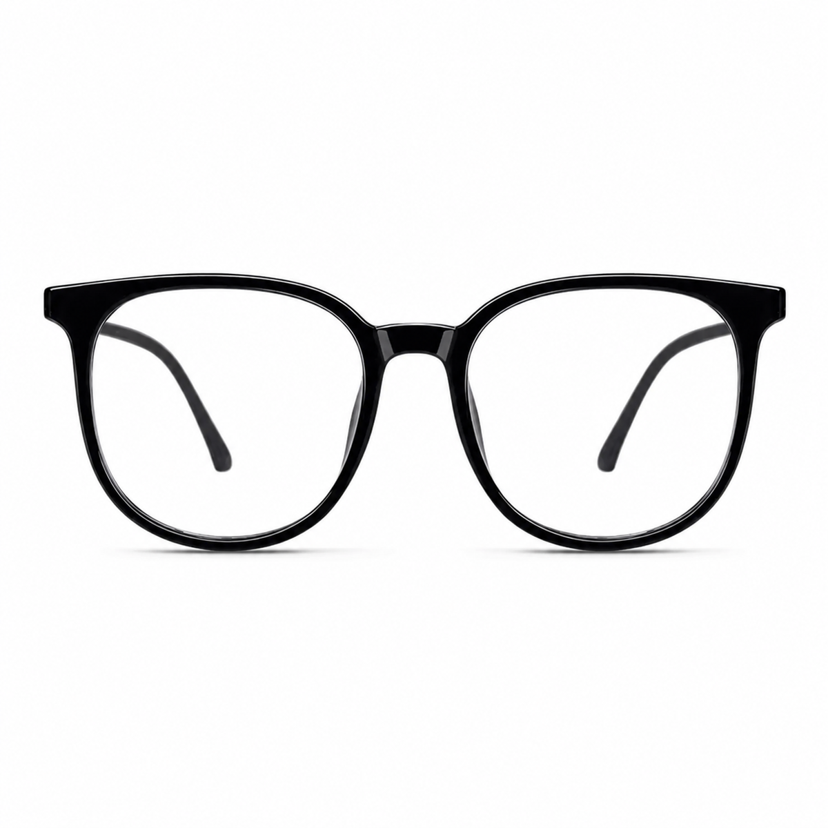 Glossy Black eyeglass frame, front product view