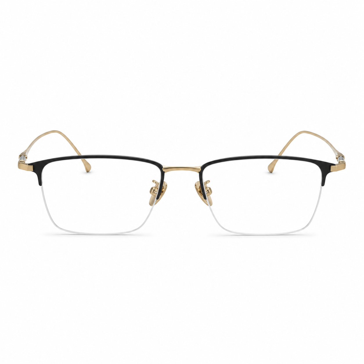 Black/Gold eyeglass frame, front product view
