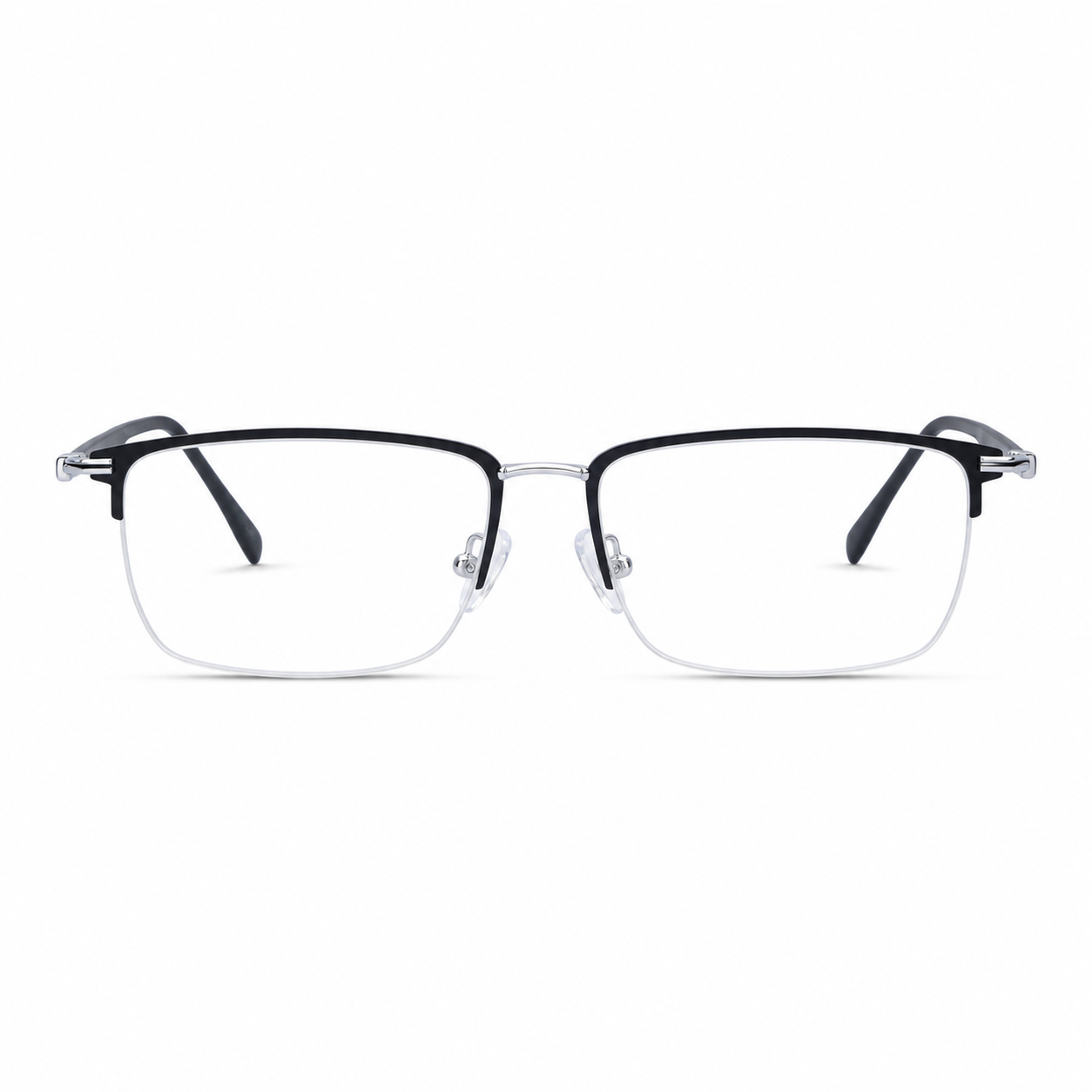 Black/Silver eyeglass frame, front product view