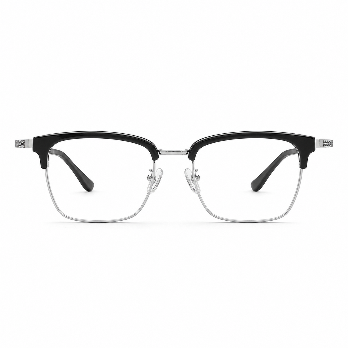 Black/Silver eyeglass frame, front product view