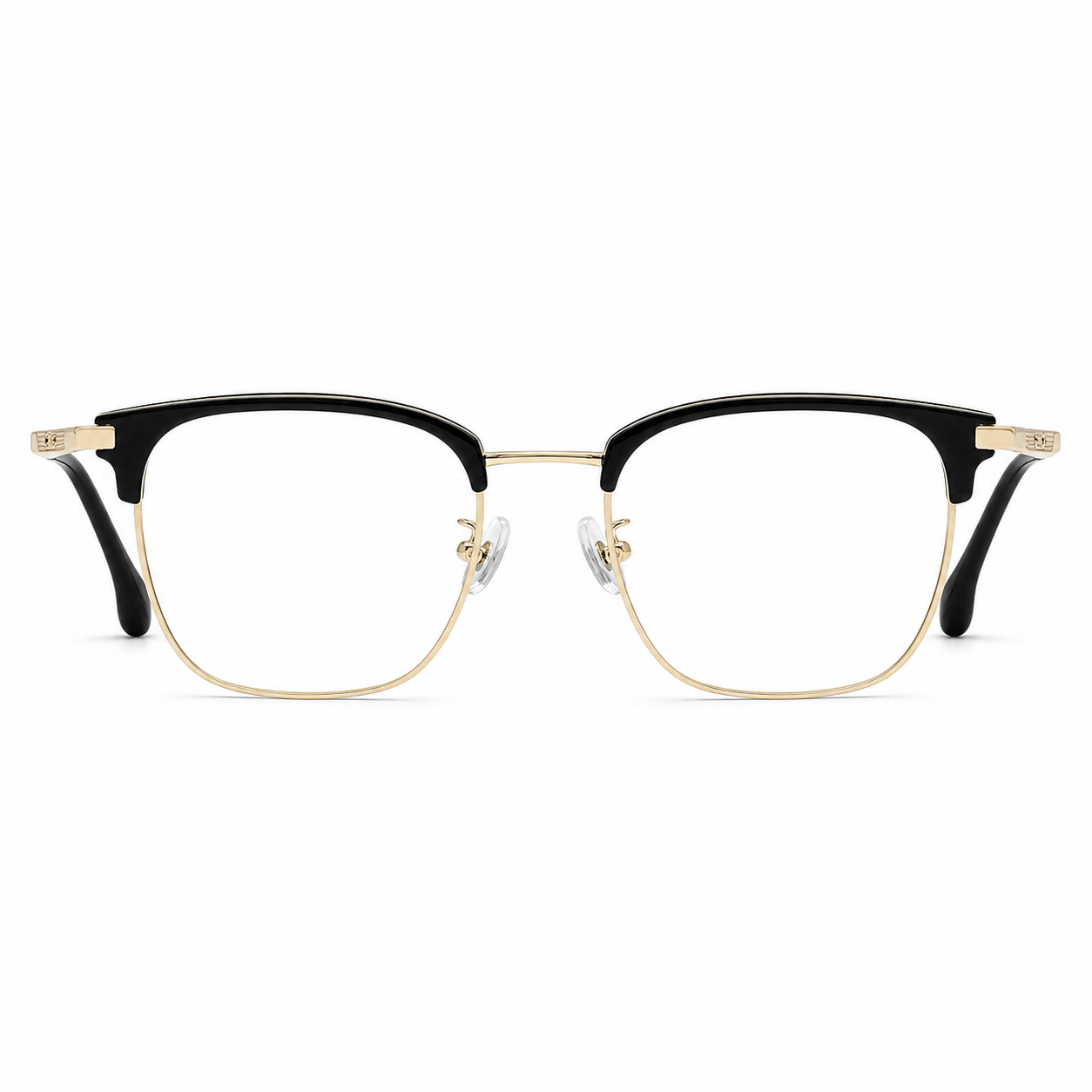 Black/Gold eyeglass frame, front product view