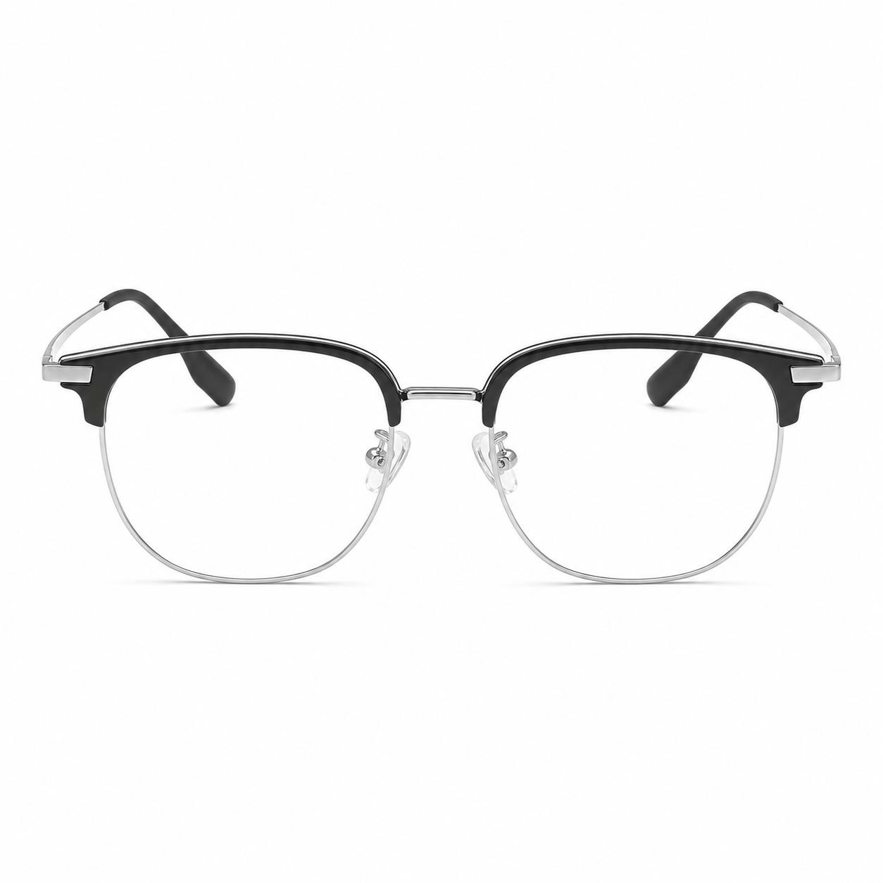 Black/Silver eyeglass frame, front product view