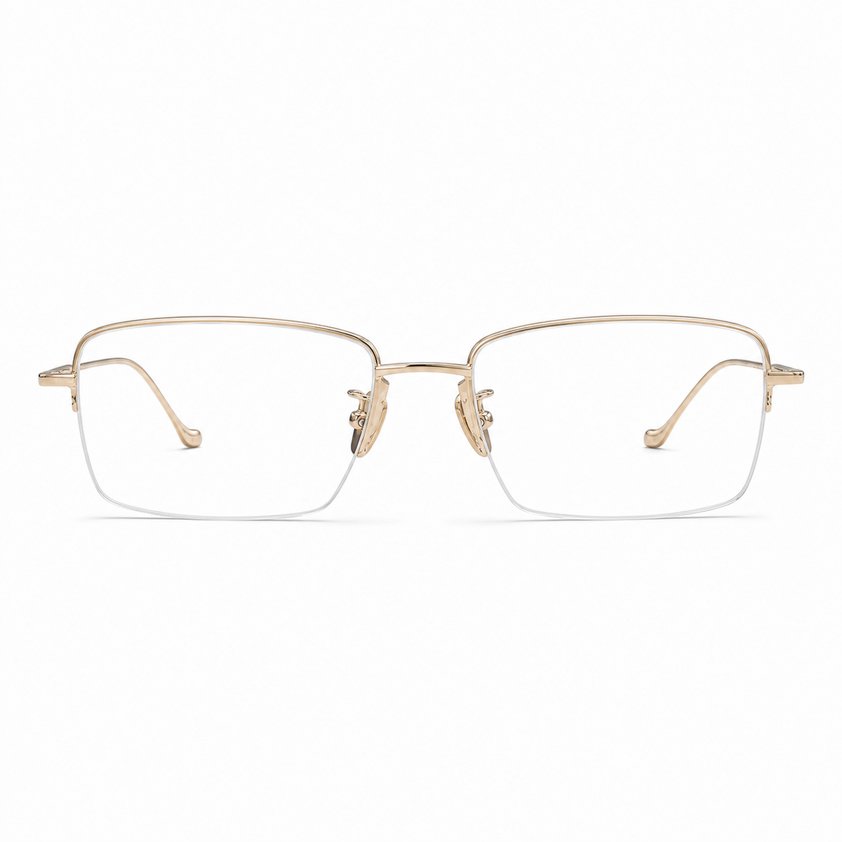 Gold eyeglass frame, front product view