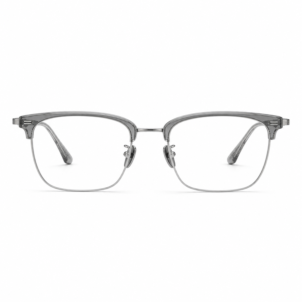 Crystal Grey/Silver eyeglass frame, front product view