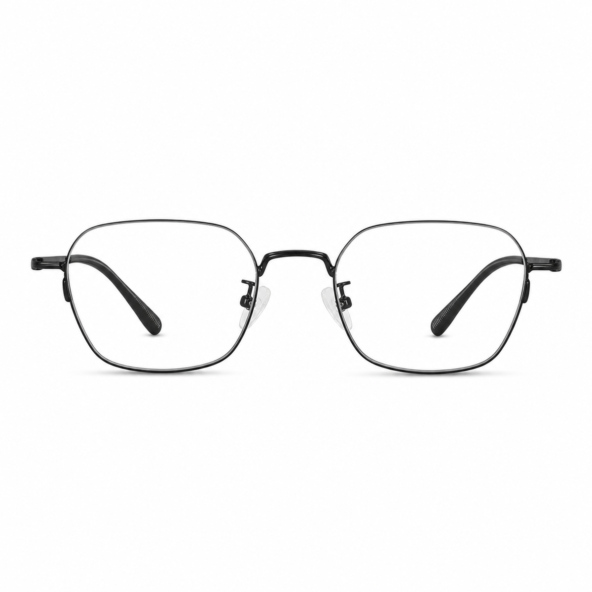 Black eyeglass frame, front product view