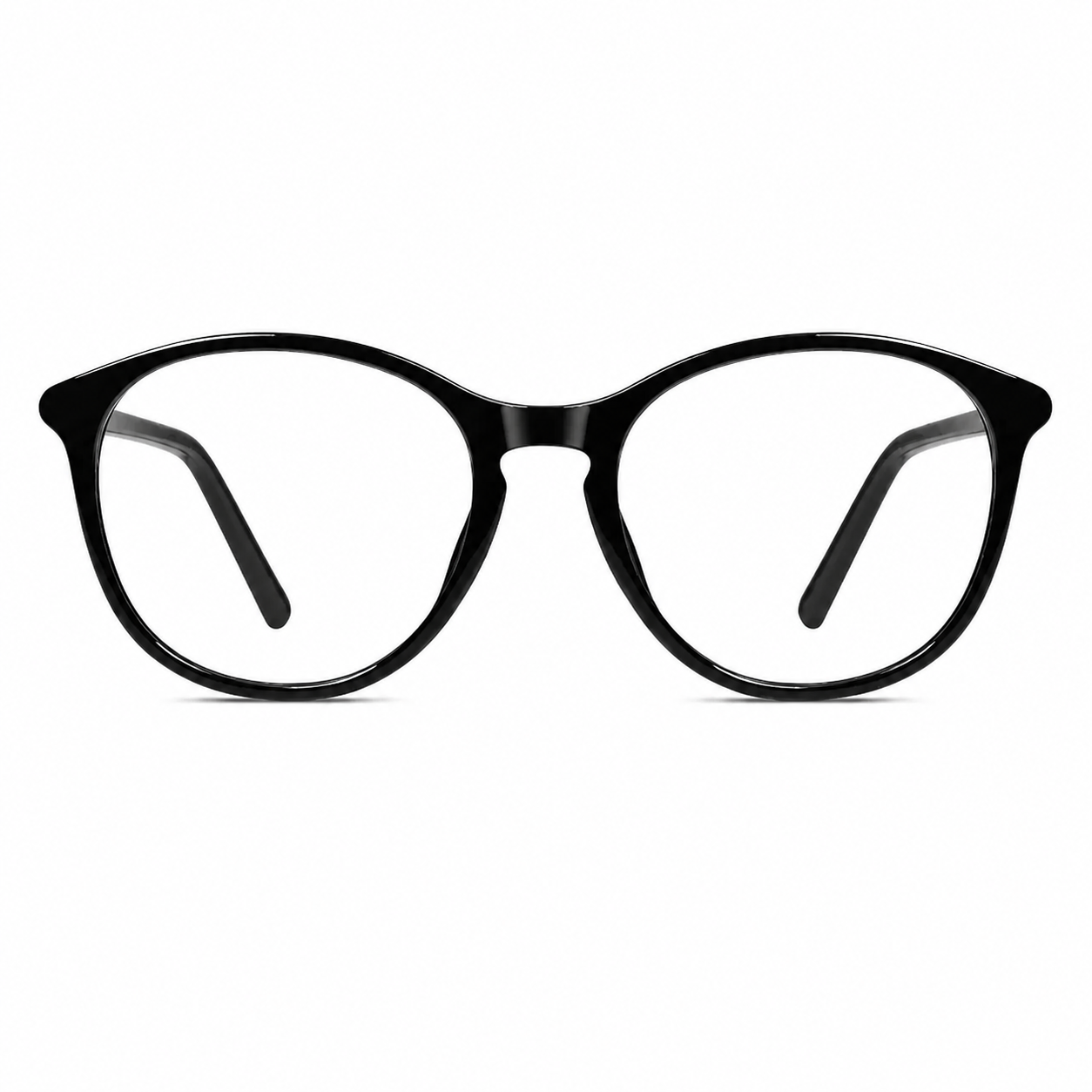 Glossy Black eyeglass frame, front product view