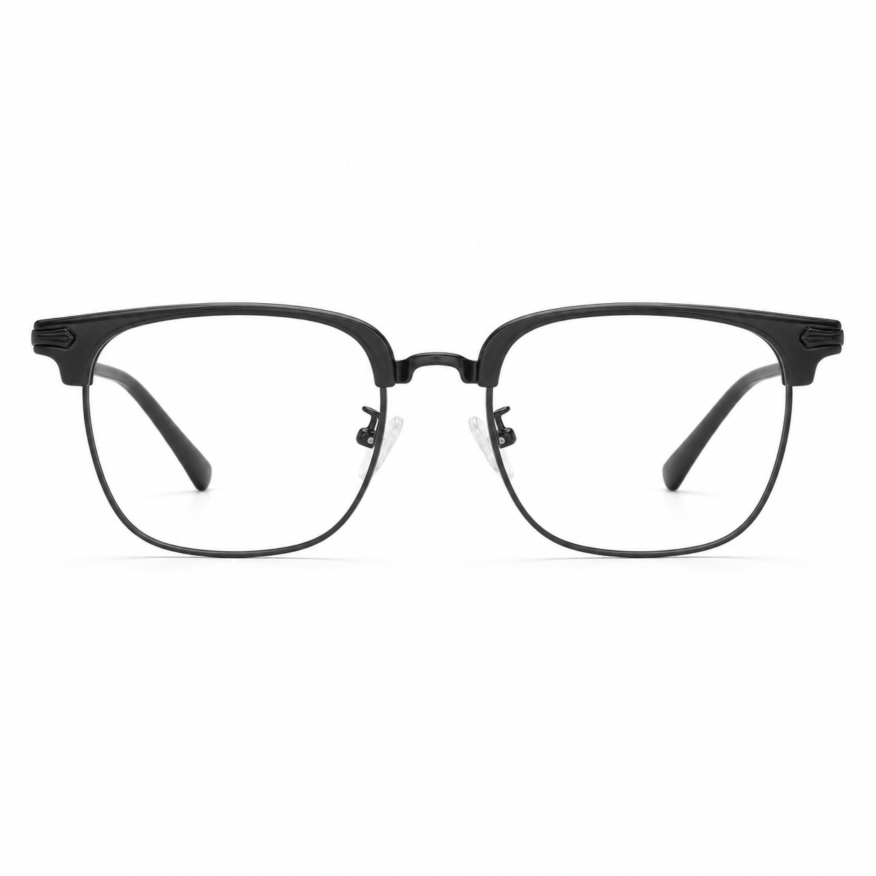 Black eyeglass frame, front product view