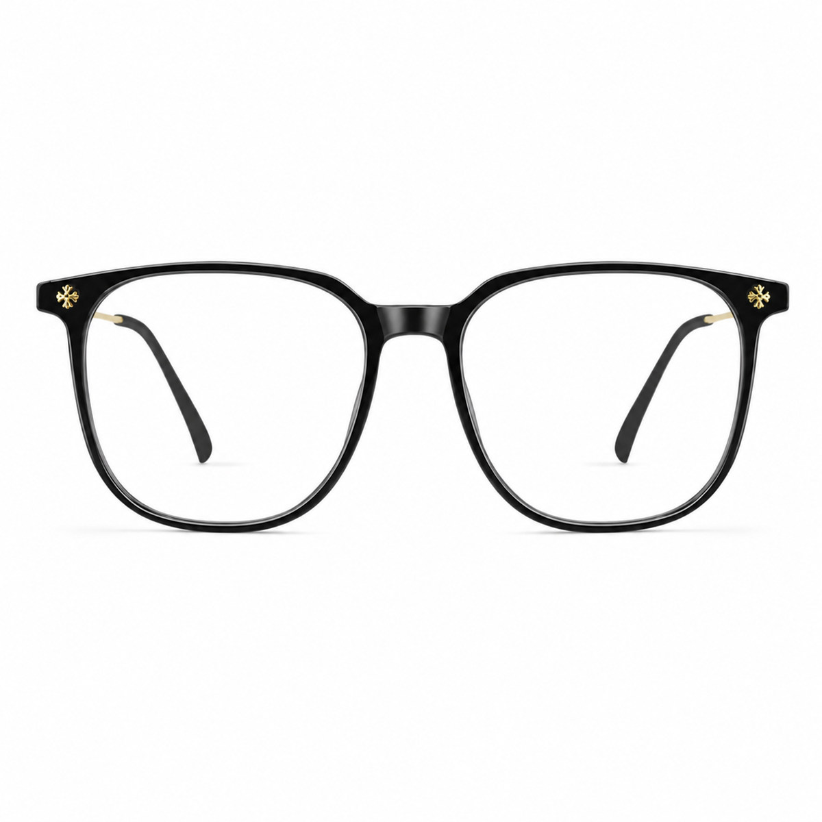 Black & Gold eyeglass frame, front product view