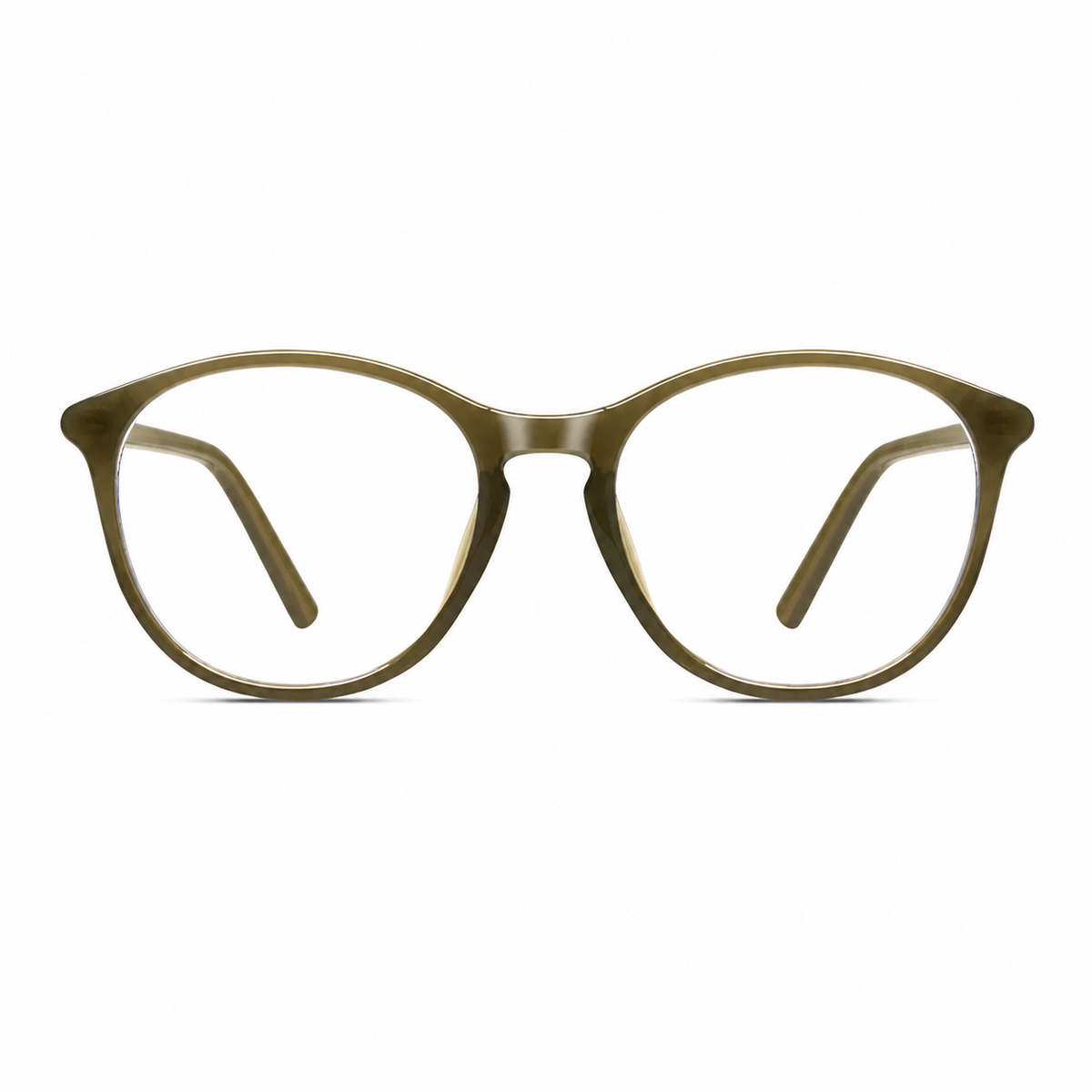 Olive Green eyeglass frame, front product view