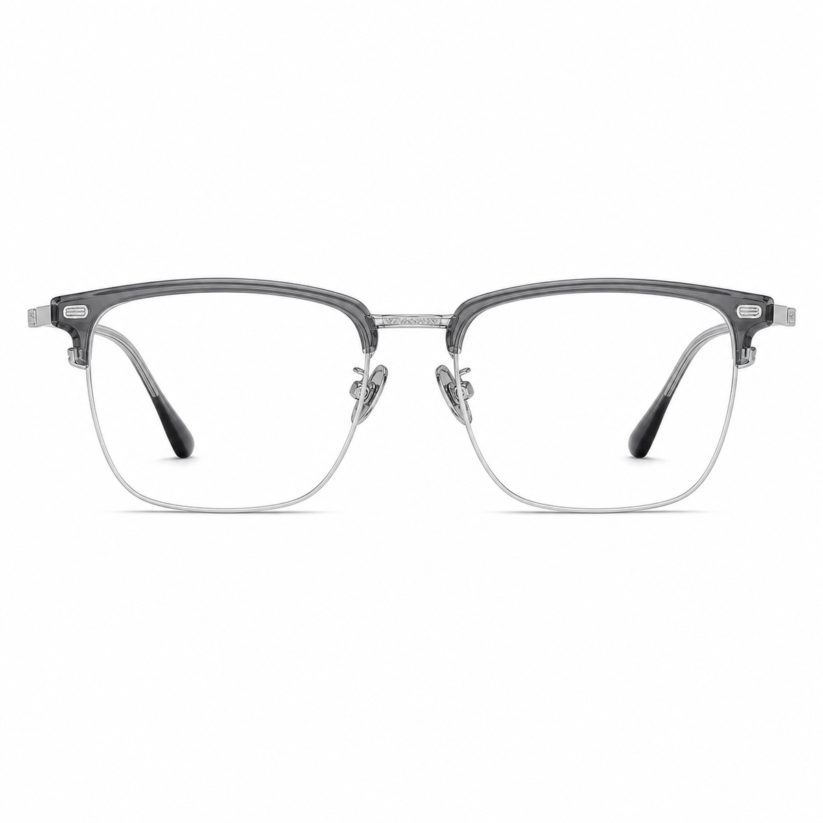 Crystal Grey/Silver eyeglass frame, front product view