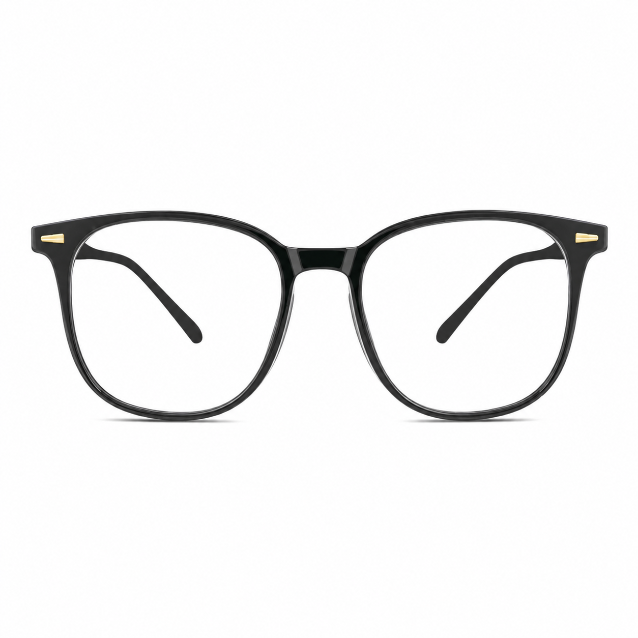 Black eyeglass frame, front product view