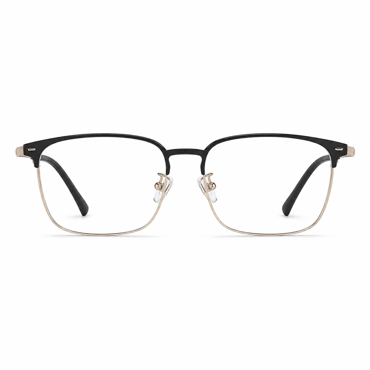 Black/Gold eyeglass frame, front product view