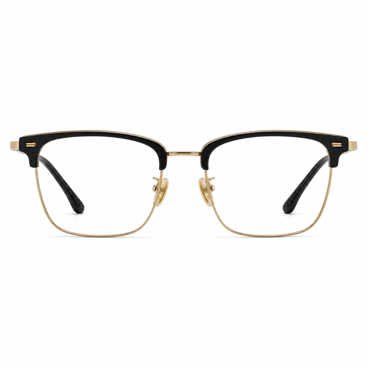 Black/Gold eyeglass frame, front product view