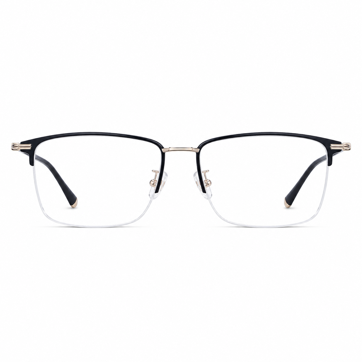 Black/Gold eyeglass frame, front product view