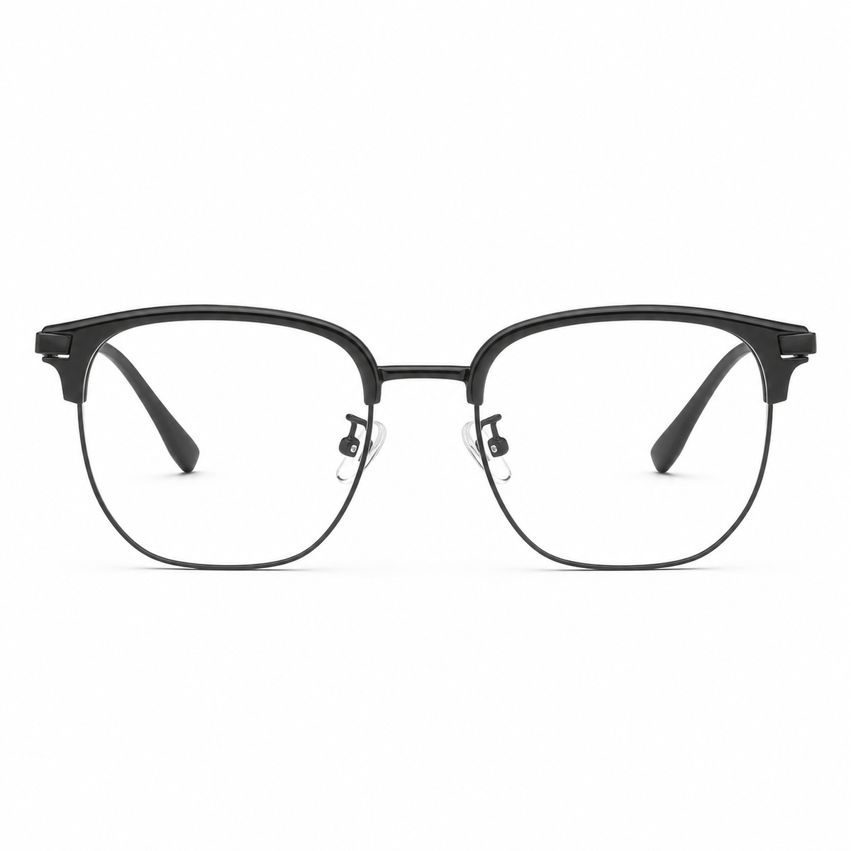 Black eyeglass frame, front product view