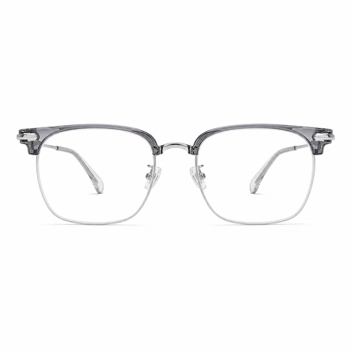 Crystal Grey/Silver eyeglass frame, front product view
