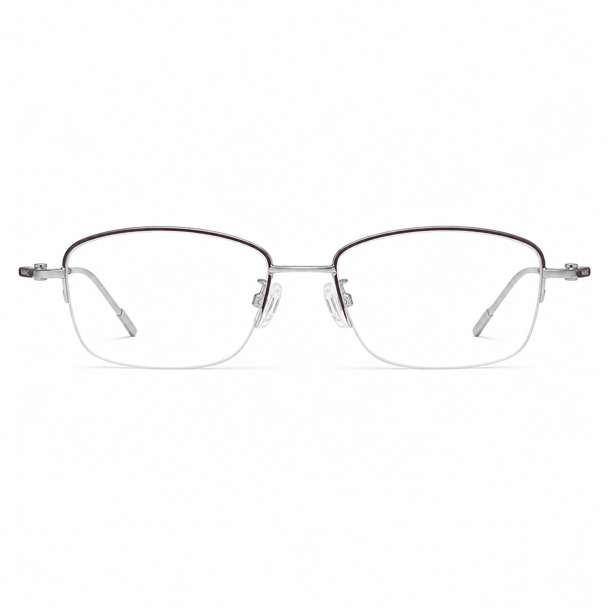 Red/Silver eyeglass frame, front product view