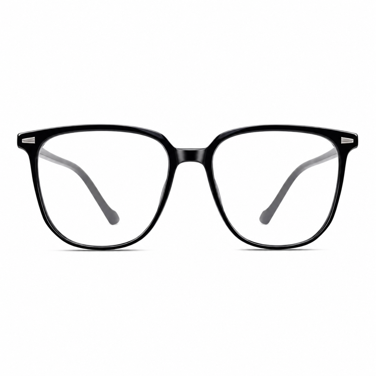Black eyeglass frame, front product view
