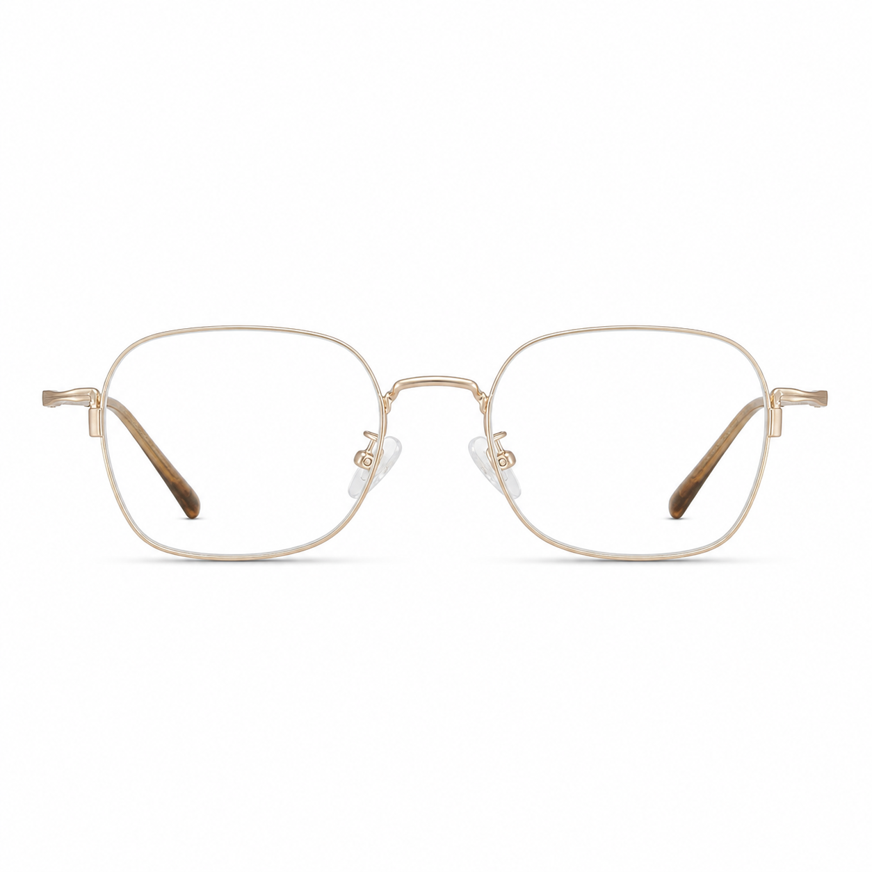 Gold eyeglass frame, front product view