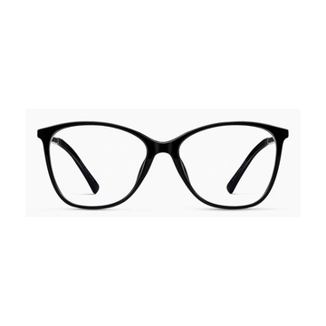 Glossy Black cat-eye full-rim eyeglass frame, front product view