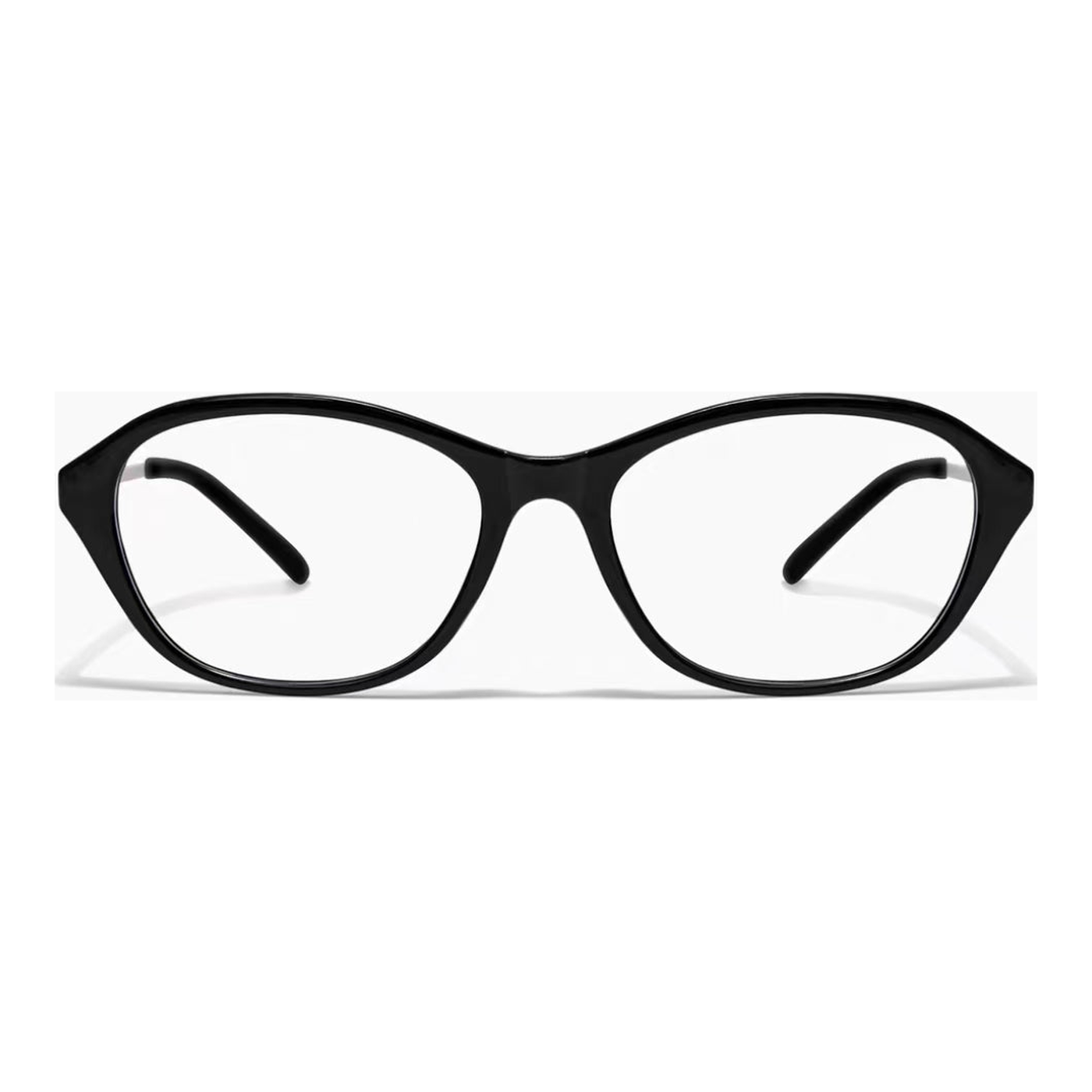 Glossy Black cat-eye full-rim eyeglass frame, front product view