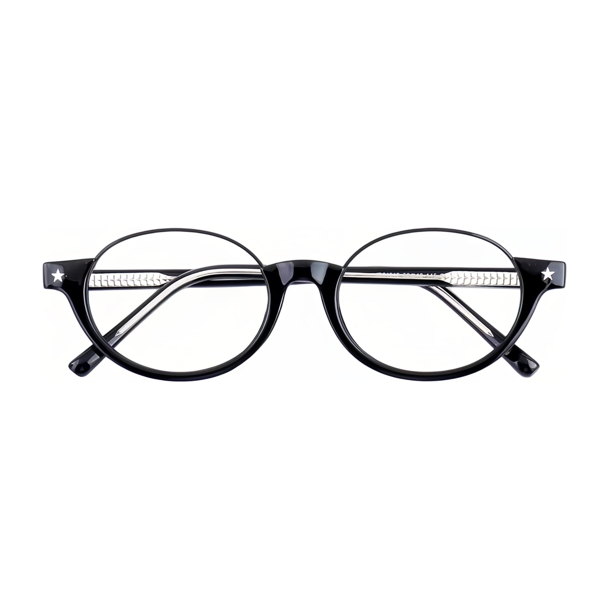 Glossy Black TR and metal semi-rimless eyeglass frame, front product view