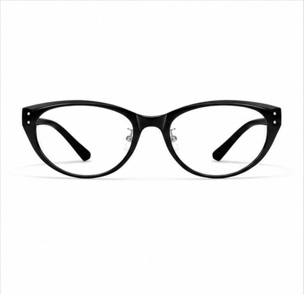 Glossy Black women's retro TR90 cat-eye full-rim glasses, front product view