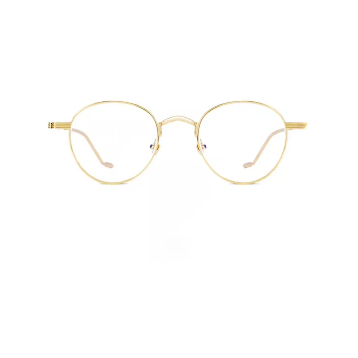 Gold retro alloy round full-rim frame, front product view