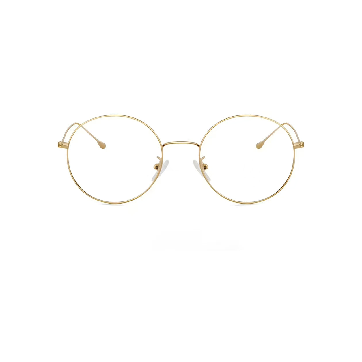 Gold retro slim alloy round full-rim frame, front product view