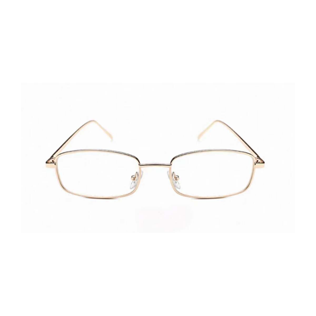 Gold alloy slim square full-rim glasses, front product view