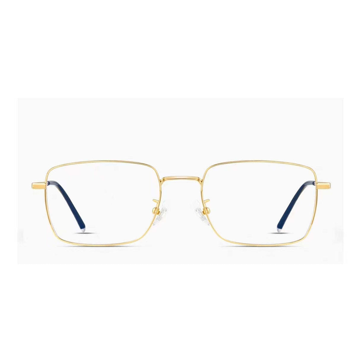 Gold pure titanium square full-rim glasses, front product view