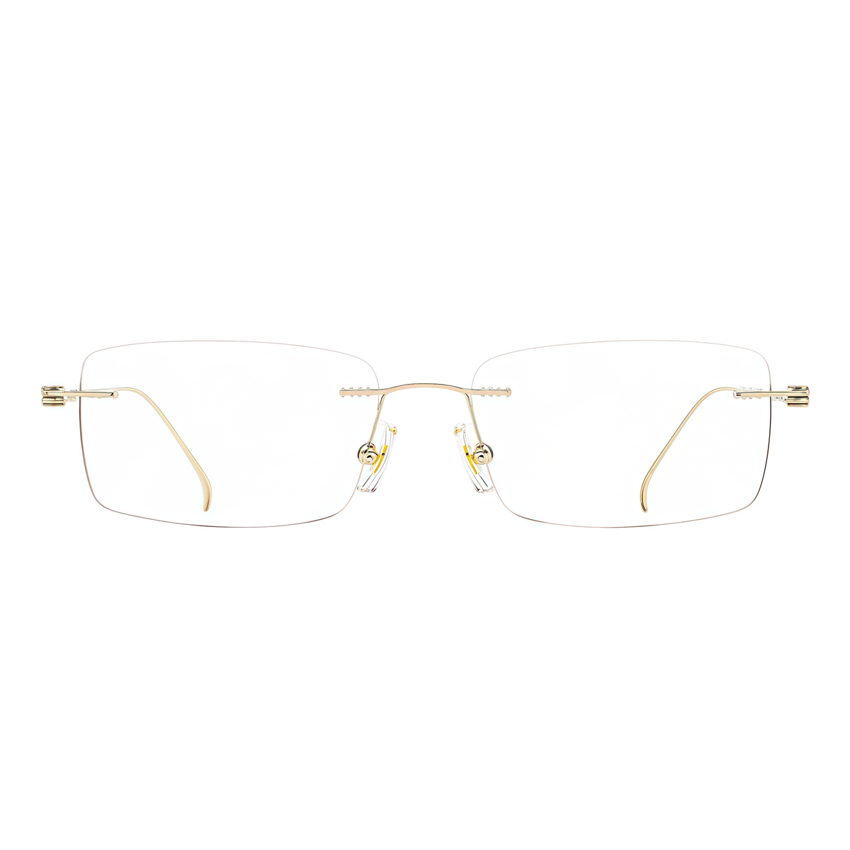 Gold titanium rimless glasses, front product view