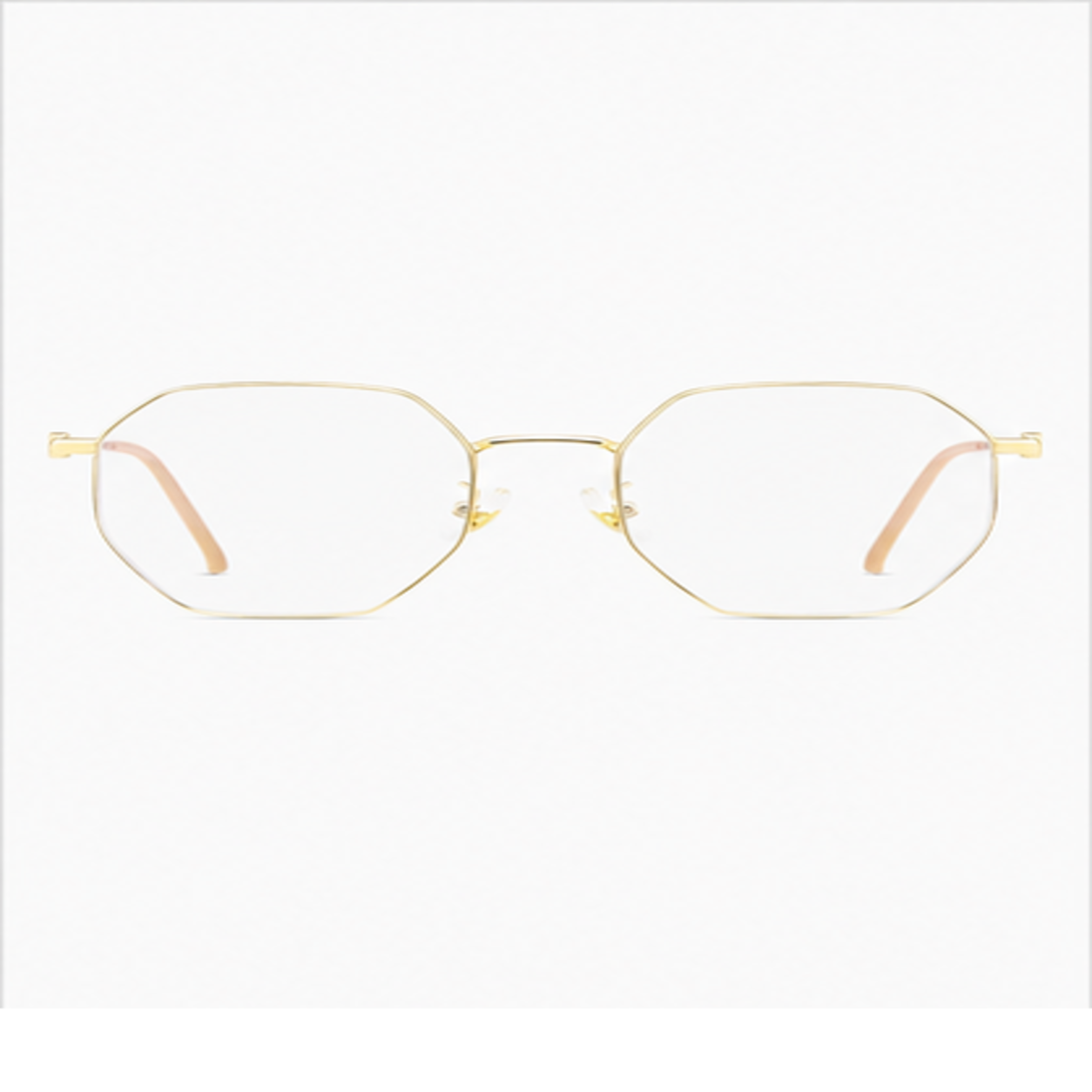 Gold unisex thin alloy geometric full-rim glasses, front product view