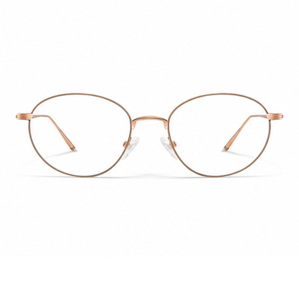 Gold women's ultra-light alloy oval full-rim glasses, front product view