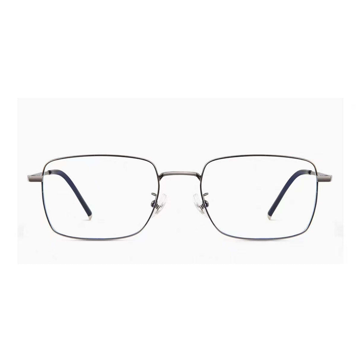 Gray pure titanium square full-rim glasses, front product view