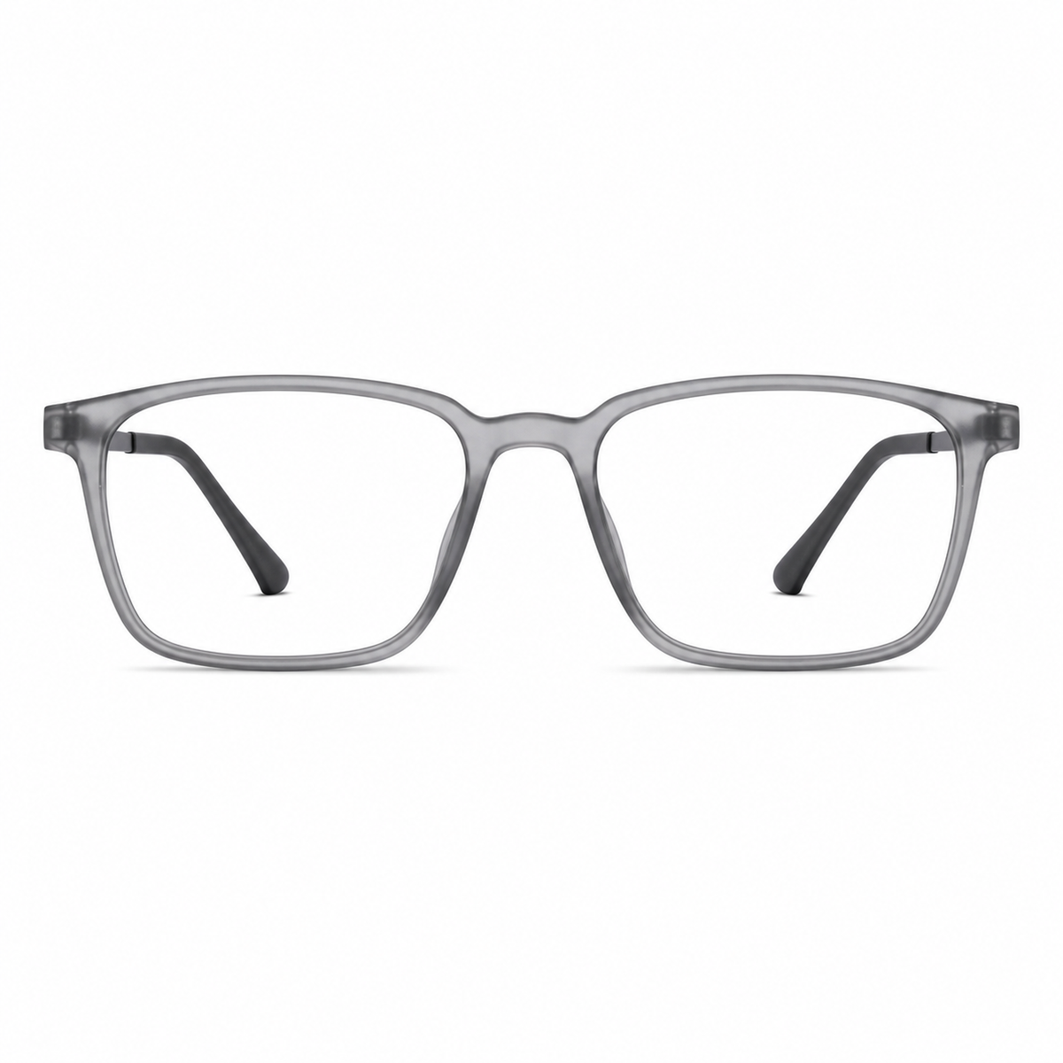 Gray ultra-light pure titanium full-rim glasses, front product view