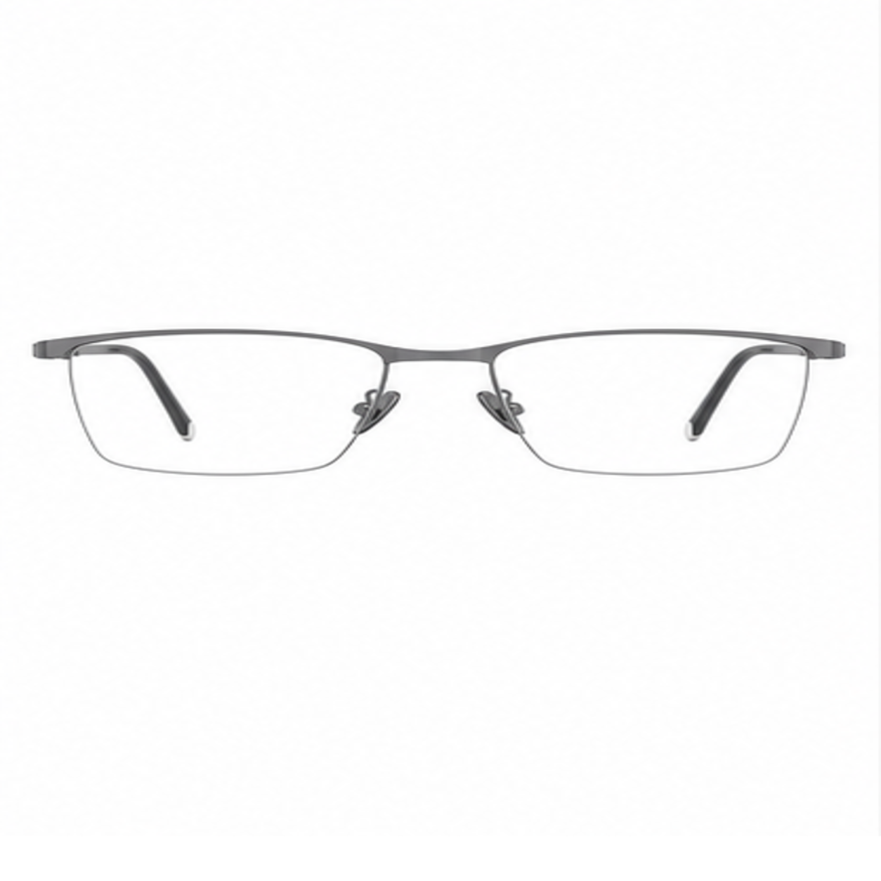 Gunmetal men's professional alloy semi-rimless glasses, front product view