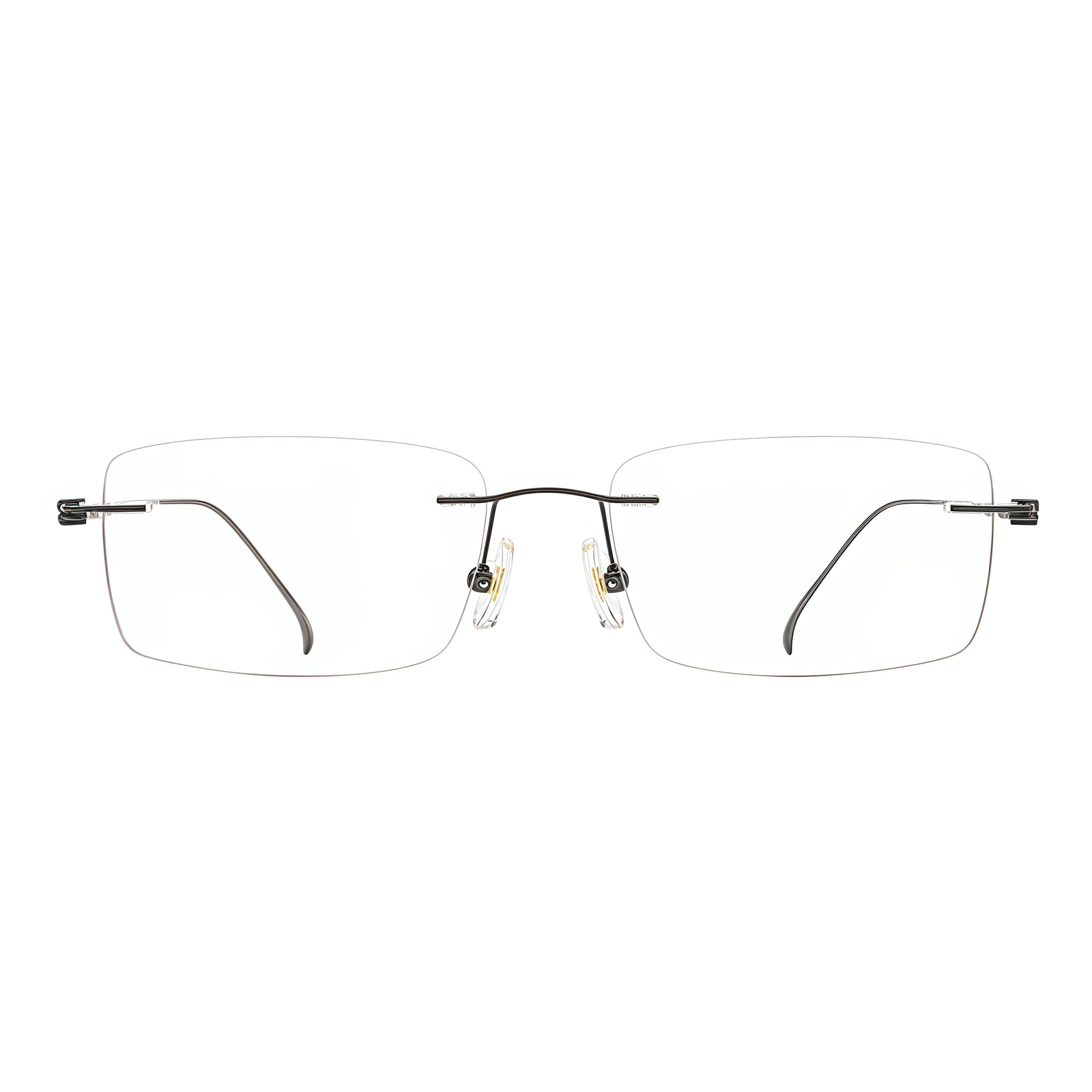 Gunmetal titanium rimless glasses, front product view