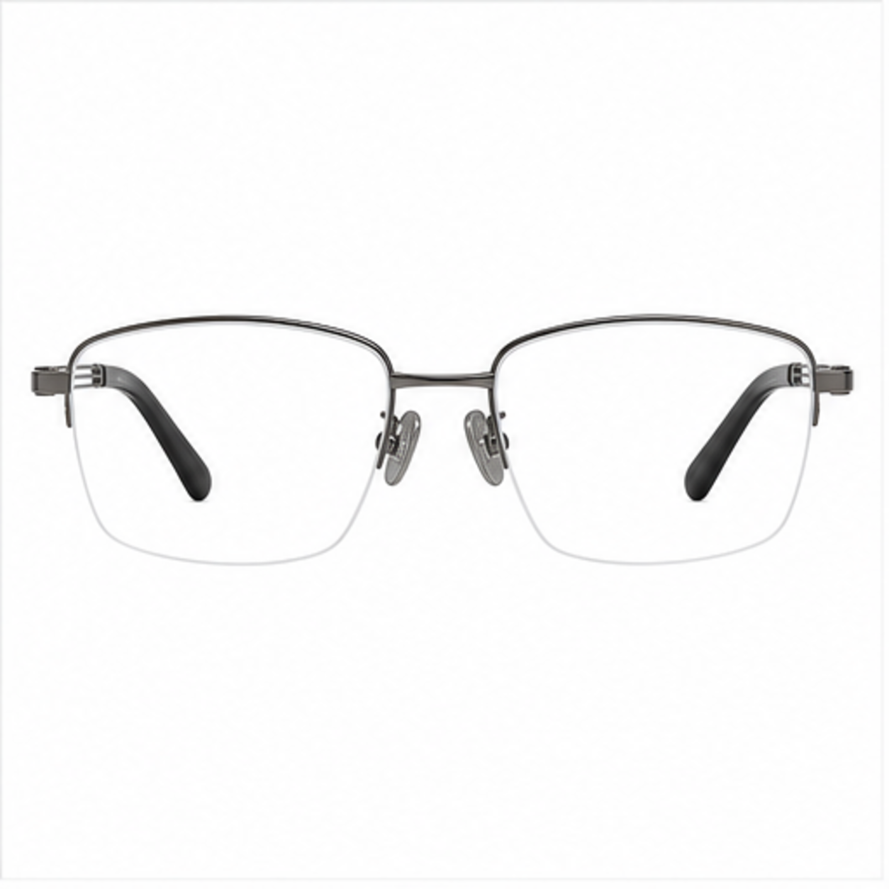 Gunmetal unisex professional pure-titanium semi-rimless glasses, front product view