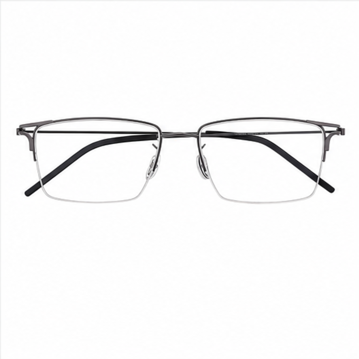 Gunmetal unisex titanium semi-rimless glasses, front product view