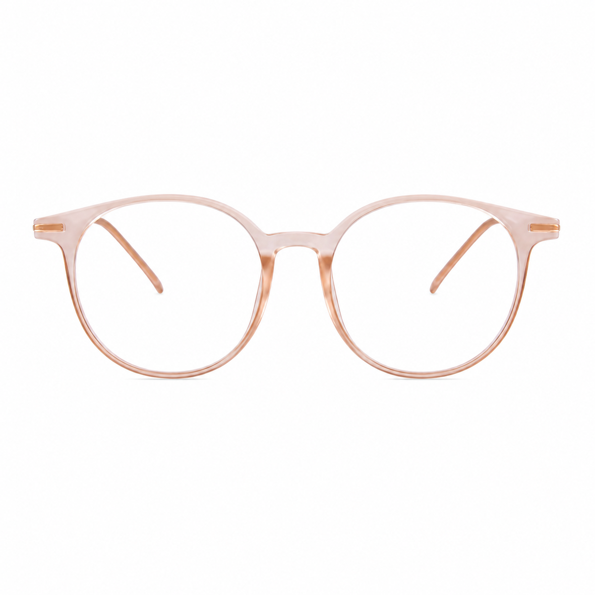 Latte Beige unisex TR90 round full-rim glasses, front product view