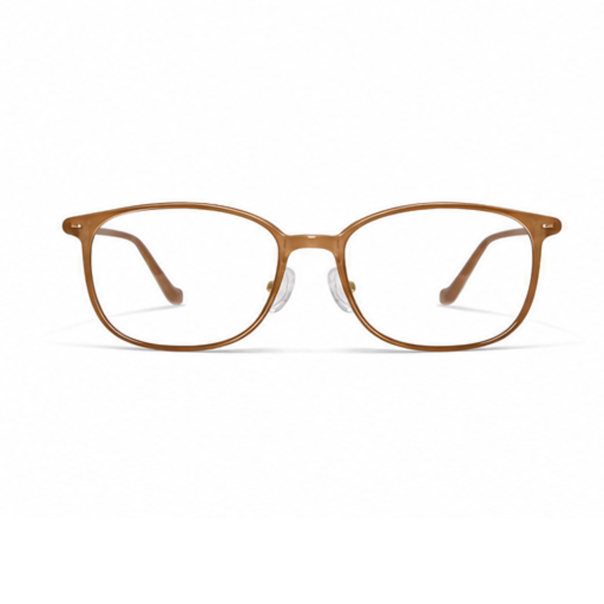 Latte Brown women's small-fit TR90 square full-rim glasses, front product view